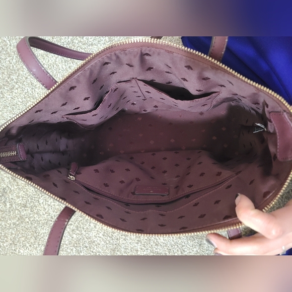 Kate Spade New York Burgundy Glitter Sparkle Tote Bag Satchel Purse - Picture 7 of 8